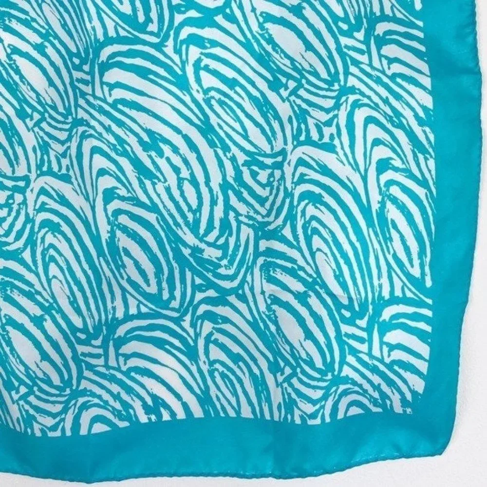 Vintage Aqua Blue and White Scarf
